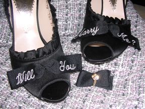 Embroidered Will You Marry Me wedding shoes