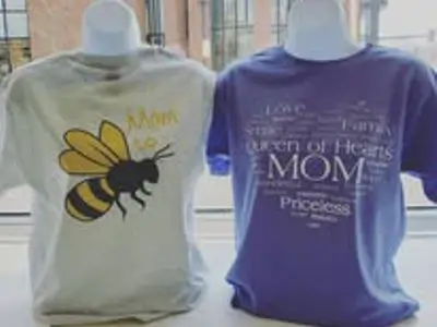 Printed gray and purple t-shirts